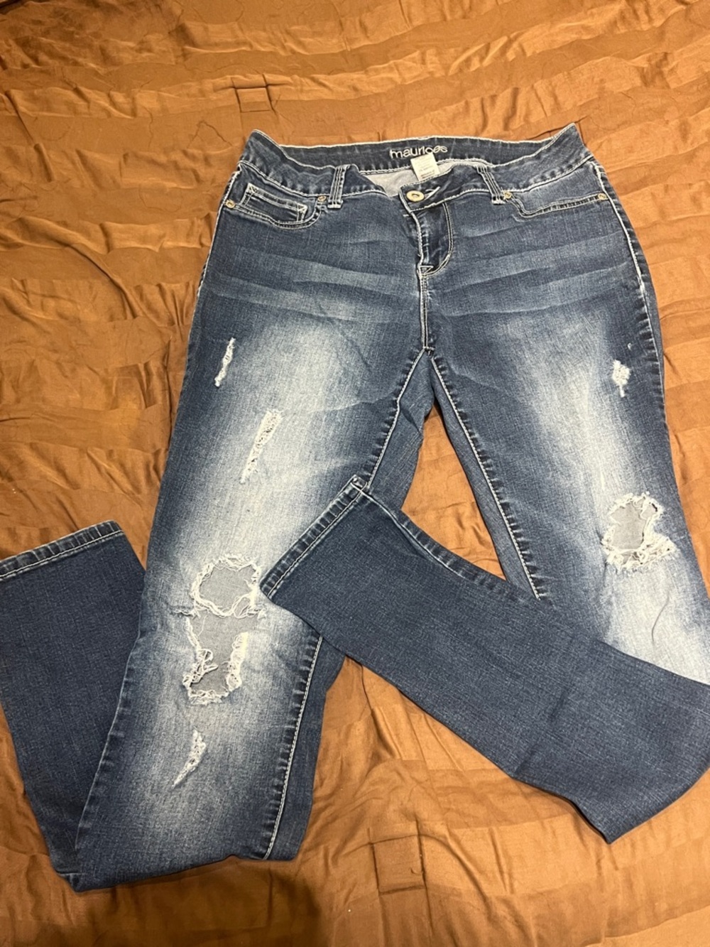 Maurices Distressed Medium Blue Skinny Jeans